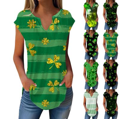 Летние футболки с короткими рукавами для женщин, модные свободные повседневные нарядные туники с V-образным вырезом, плиссированные топы на бретелях