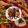 Octopus Charcuterie Board Seafood Serving Tray for Cheese Meats Fruits Ocean Themed Wood Food Platter for Gatherings
