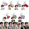 7 шт. Милый повседневный брелок для ключей BTS в мультяшном стиле, брелок Bangtan Boys с мультяшной фигуркой и цветной биркой с именем, подвеска для сумки K-pop айдола для фанатов ARMY