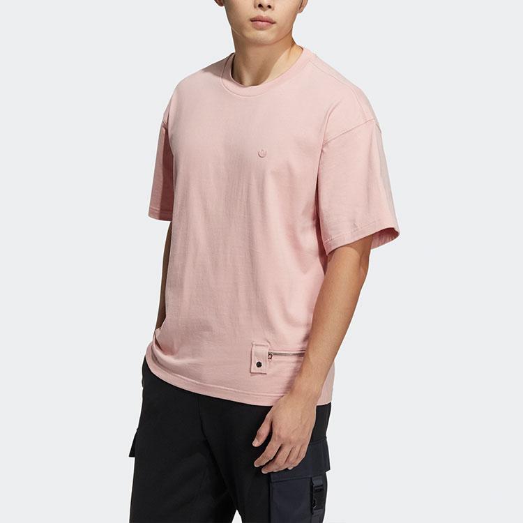 Adidas Originals Trefoil Zipper Short Sleeve Tee Men Tops Pink HH9444
