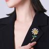 Korean Suit Corsage Collar Pin Brooches Women Metal Alloy Rhinestone Diamond Crystal Sunflower Daisy Flower Brooch PD1973