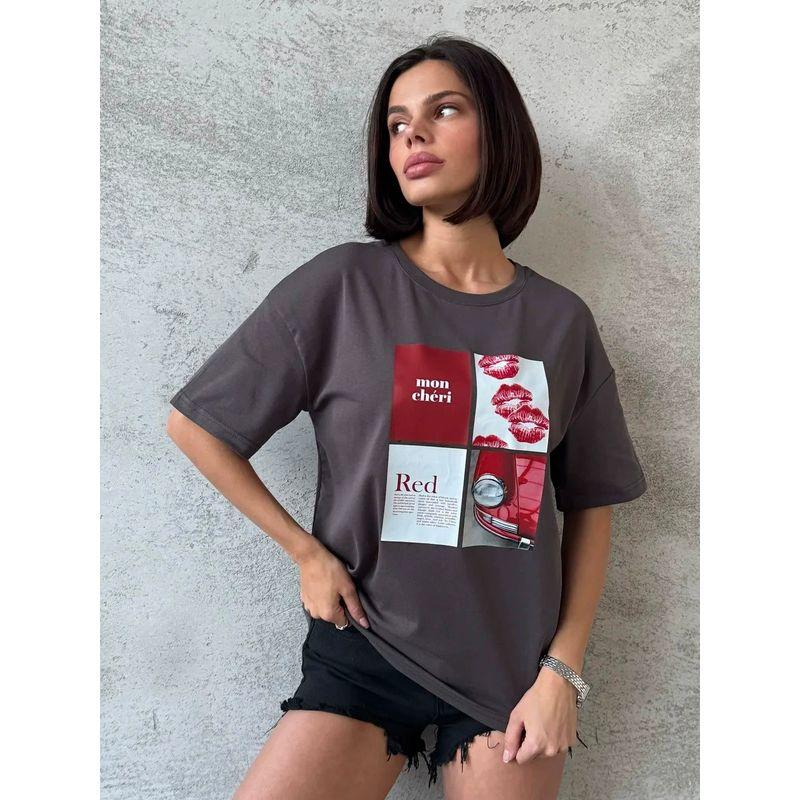 Loose Printed T-shirt Fashion Style New Arrival Fashion Print Short Sleeve Cotton T-shirt Loose All-Matching Top