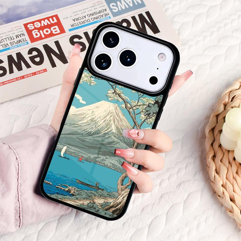 Японское искусство Гора Фудзи Чехол для телефона Для IPhone 17 16e 15 14 13 12 11 Pro Max Air Mini Мягкий защитный чехол