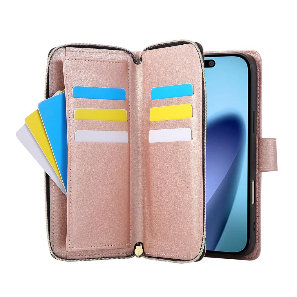 For iPhone 17 Pro Max Case Zipper Wallet Rhombus PU Leather Crossbody Phone Cover
