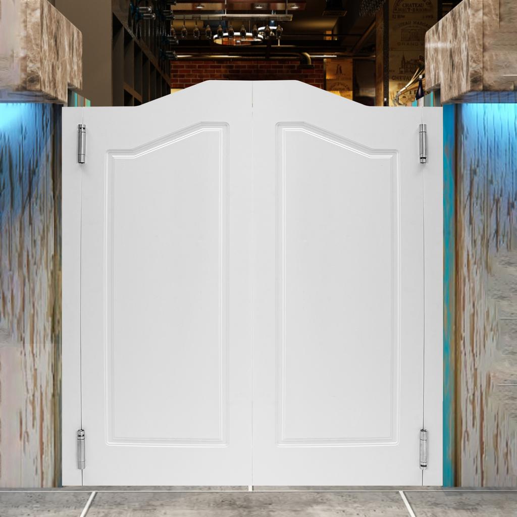 Modern White Pine Wood Swinging Partition Doors, Double Door Divider with Border Pattern, 180° Rotation Angle, 35.83x41.93 In