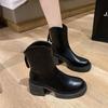 Женские ботинки Мартин в британском стиле, тонкие ботинки, женские осенне-зимние новые ботинки на толстой подошве средней высоты, на толстом каблуке, тонкие короткие ботинки женские
