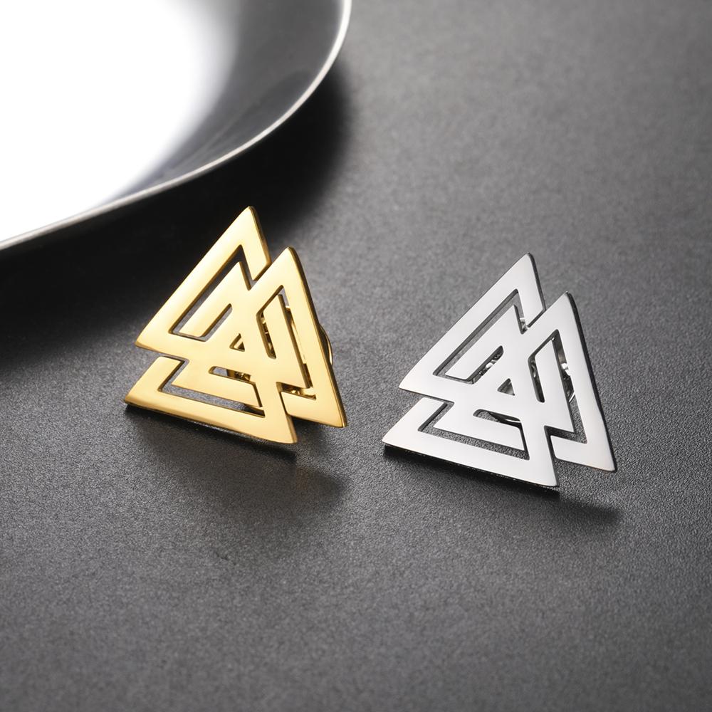 Dawapara Odin Knot Valknut Symbol Brooch Pins Nordic Scandinavian Jewelry Stainless Steel Brooch Accessories