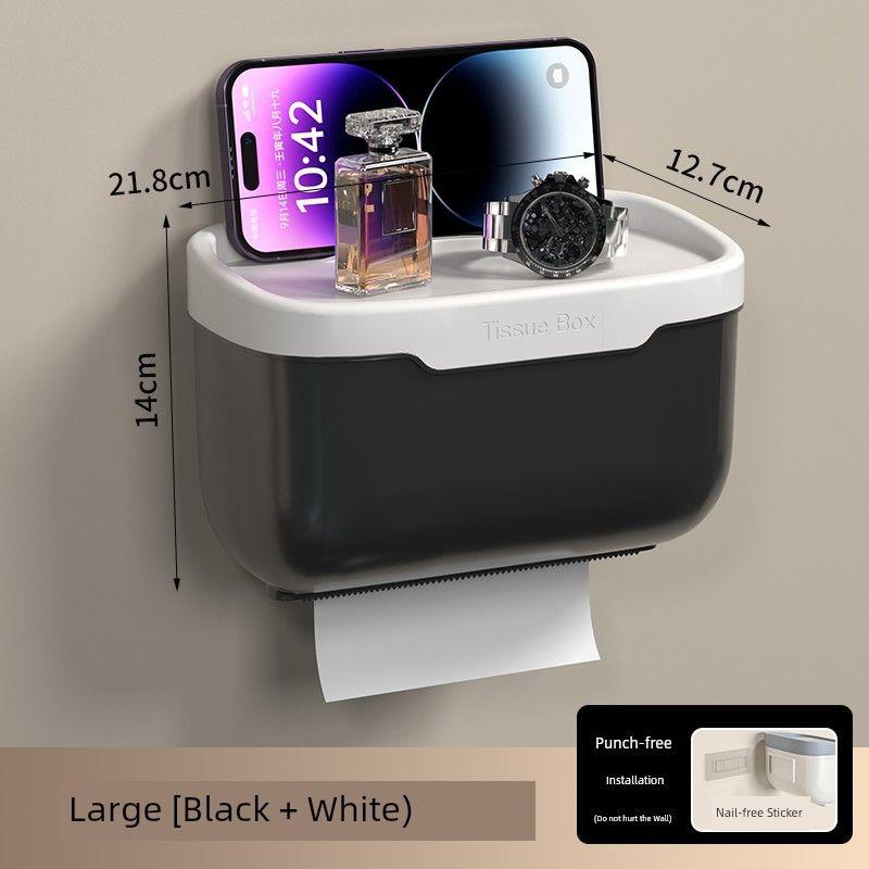 Punch-Free Toilet Tissue Box Toilet Waterproof Towel Rack Storage Rack Paper Extraction Box Wall Hanging Chart Drum