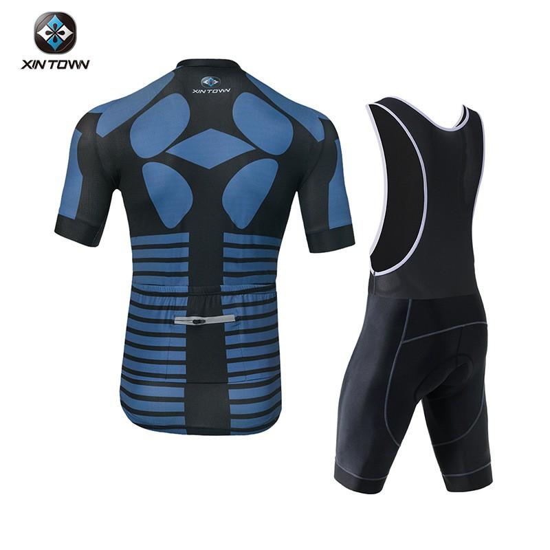 Mens Cycling Jersey Bib Shorts Set Breathable Quick-Dry Performance Wear Road Bike Riding