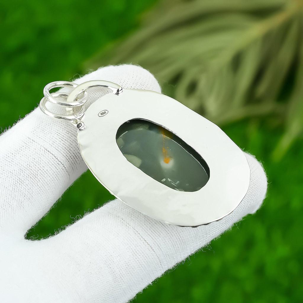 Подарок для нее Подвеска из стерлингового серебра 925 пробы с натуральным полихромным яшмовым камнем