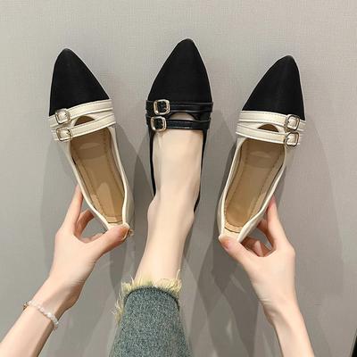 Корейская версия женские туфли на низком каблуке, цветные туфли с заостренным носком и пряжкой на ремне, туфли для банкета и свадьбы для женщин