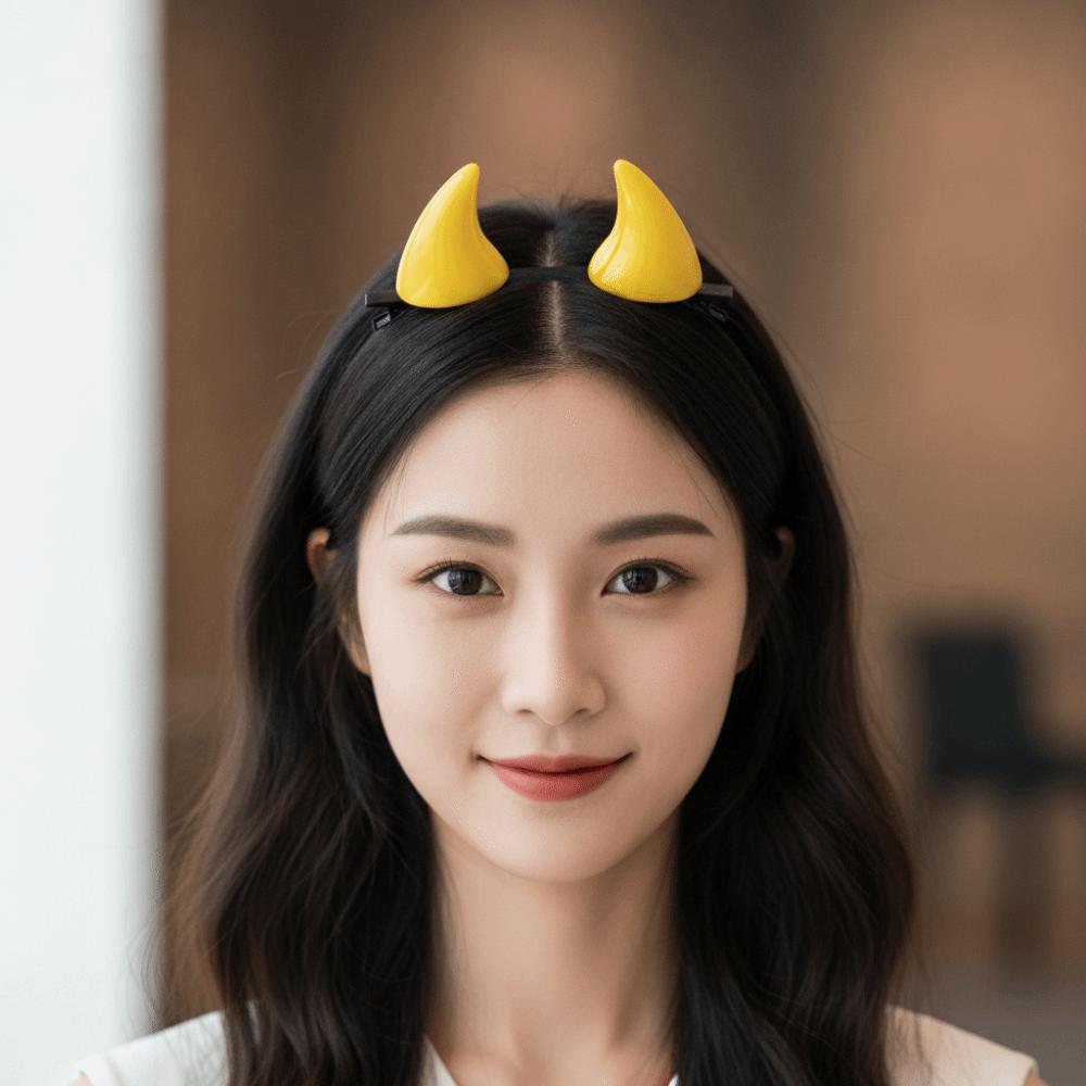 Glossy Demon Horn Barrettes Miniature Ox Horn Hair Clips Devil Horn Hairpins Costume Party