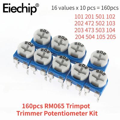 160 шт. RM065 Trimpot Trimmer Potenciometer Kit Variable Resistor 100 200 500 1K 2K 10K 50K 100K 500K 1M 2M Ohm