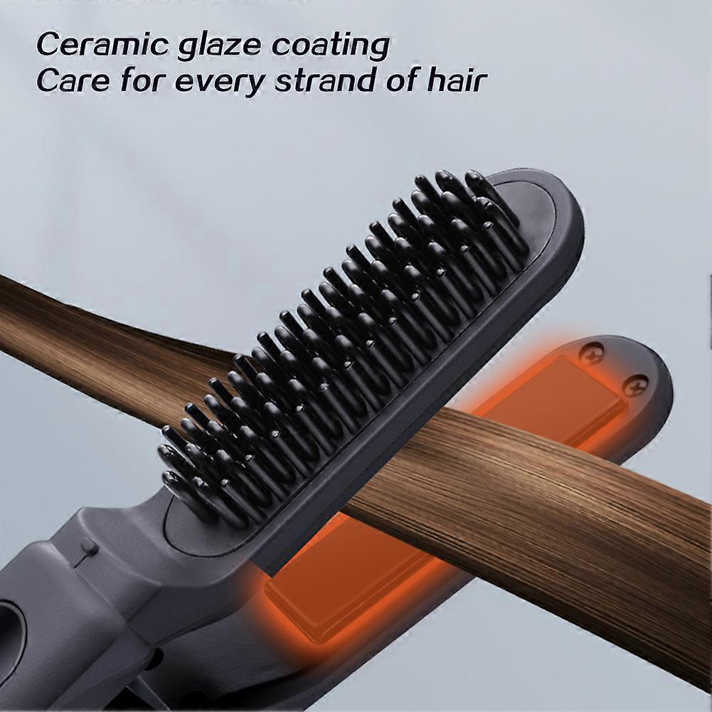2-in-1 Ionic Hair Styler Wireless Hair Straightener Brush & Hair Curler for Home Travel