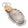 Rose Quartz Rough 925 Sterling Silver Gift Two Tone Pendant 2.40" V5z79