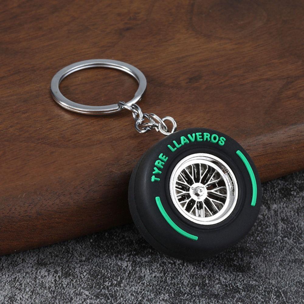 Realistic Car Wheel Pendant Metal Rubber Racing Tire Pendant Keys,Backpack Ornaments