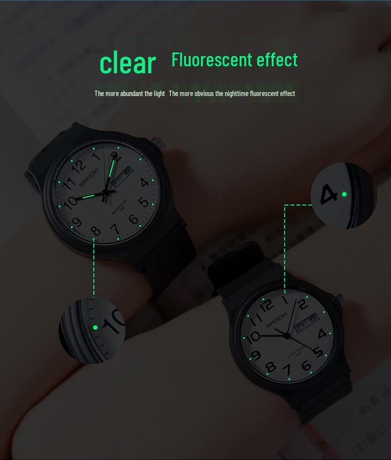 Sanda 6060 Dual Calendar Waterproof Quartz Watch for Casual Outdoor Wear - Men's & Women's Student Wristwatch