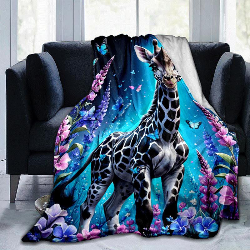 1pc Deer Printing Lightweight Flannel Blanket, Comfortable and Warm Blanket, for Camping Sofa Bed and Couch Office, Suitable for Gift Blanket