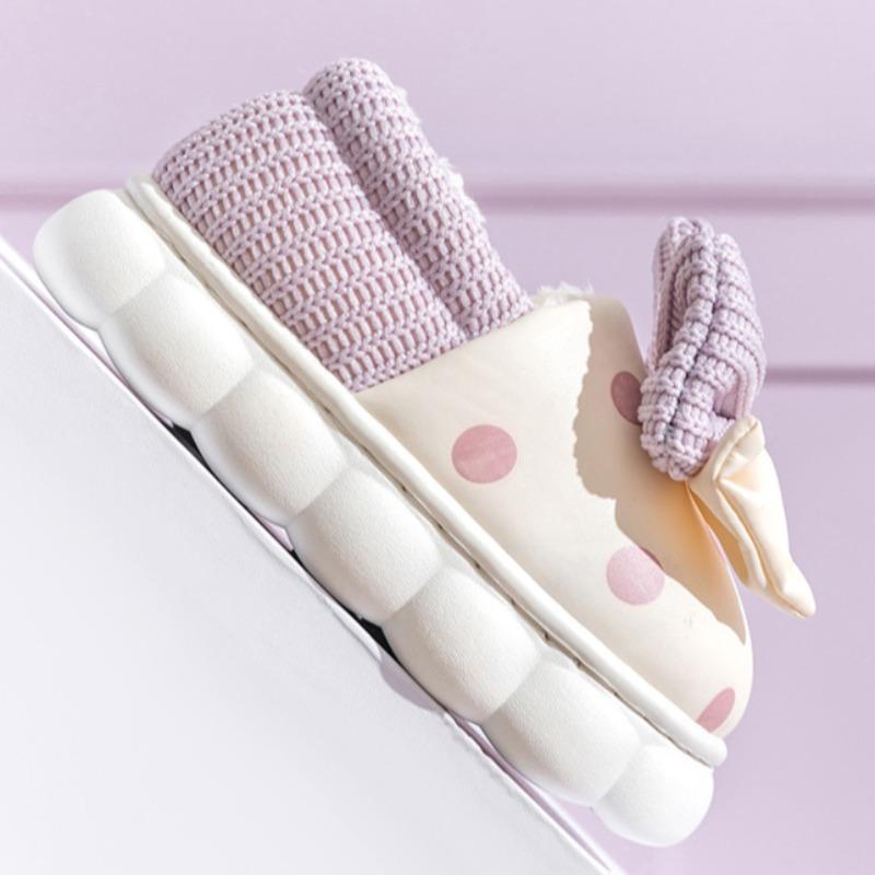 Зимние домашние туфли для девочек из хлопка на платформе, водонепроницаемая кожаная сумка с бантом, большая детская сумка и хлопковые тапочки из бархата