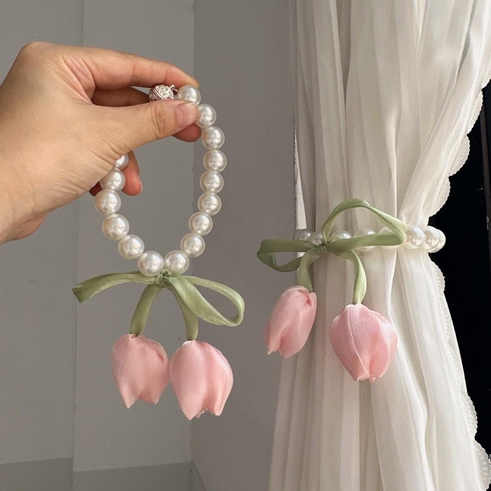 Magnetic Tulip Curtain Straps Pearl Chain Curtain Buckle Fashion Drapery Holders Wedding Room