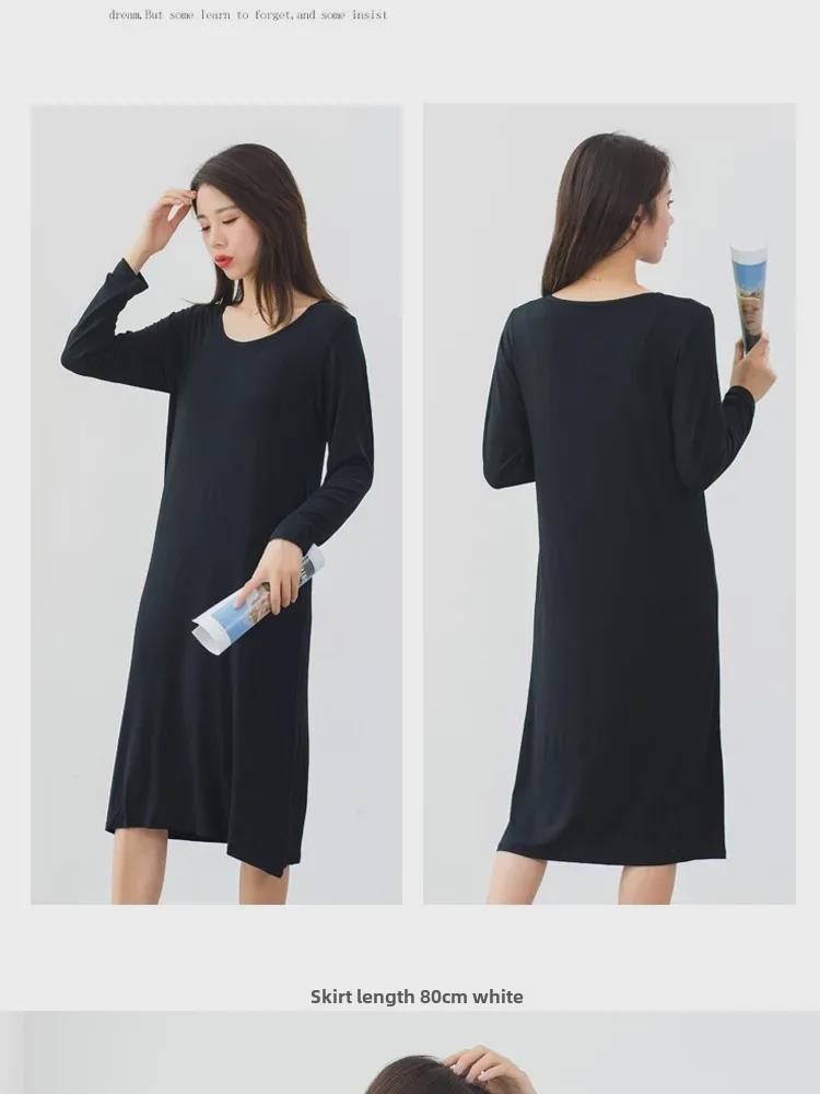 Женская ночная рубашка из модала с длинными рукавами – свободная, тонкая, идеальная для весенних и летних пижам