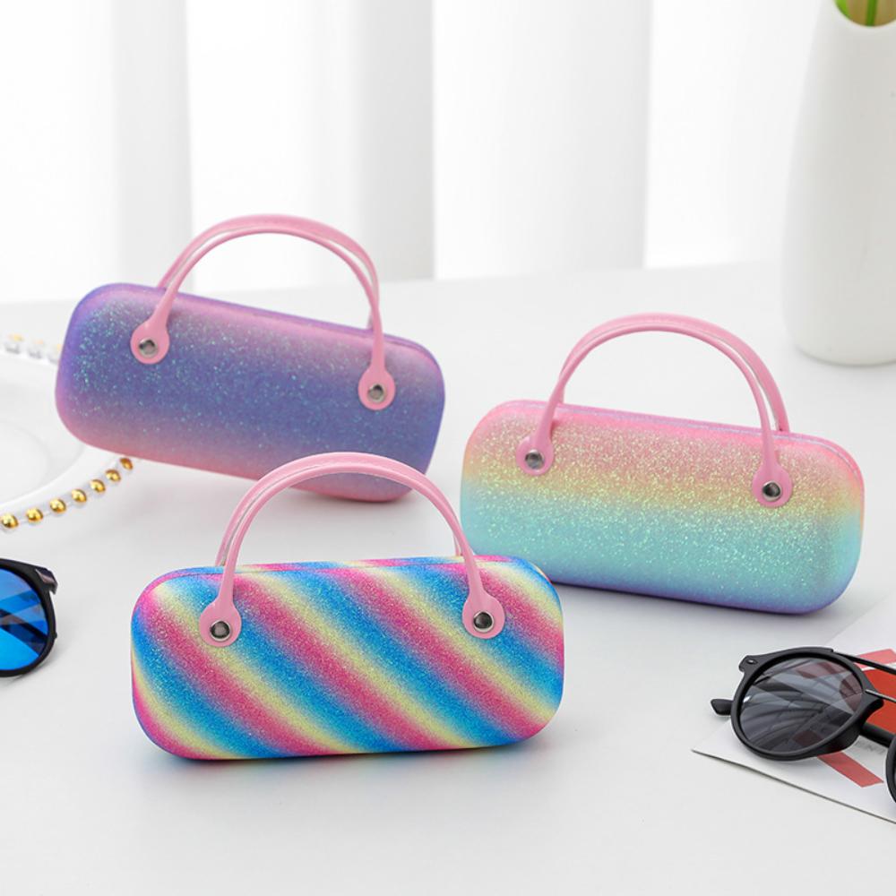 New Rainbow Glasses Case Portable Anti-pressure Protective Box Glitter Laser Sunglasses Storage Box Children's Eyeglasses Case
