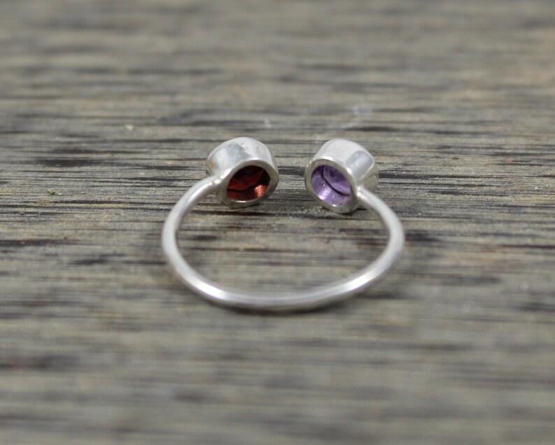 Кольцо с гранатом и аметистом, серебряное кольцо 925 пробы, ювелирные изделия с камнем, женское подарочное кольцо, юбилейное кольцо