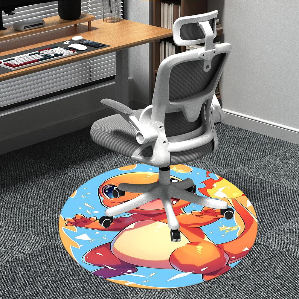 1pc Charmander Pokémon Office Round Area Rug, Indoor Mat Suitable For Office,Bedroom Living Room Home Decor, Room Deco a0928202