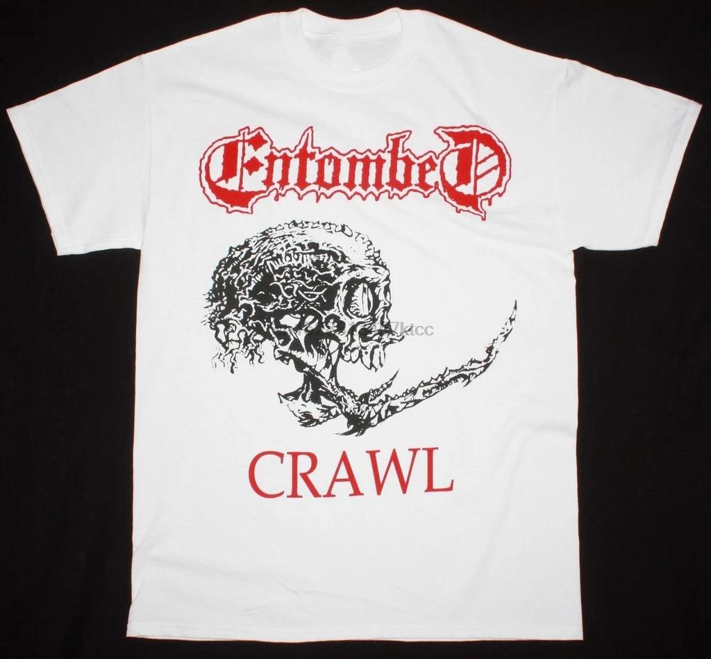 1990 Entombed Crawl Death Nihilist Хлопок Белый Унисекс Все Размеры Футболка C199