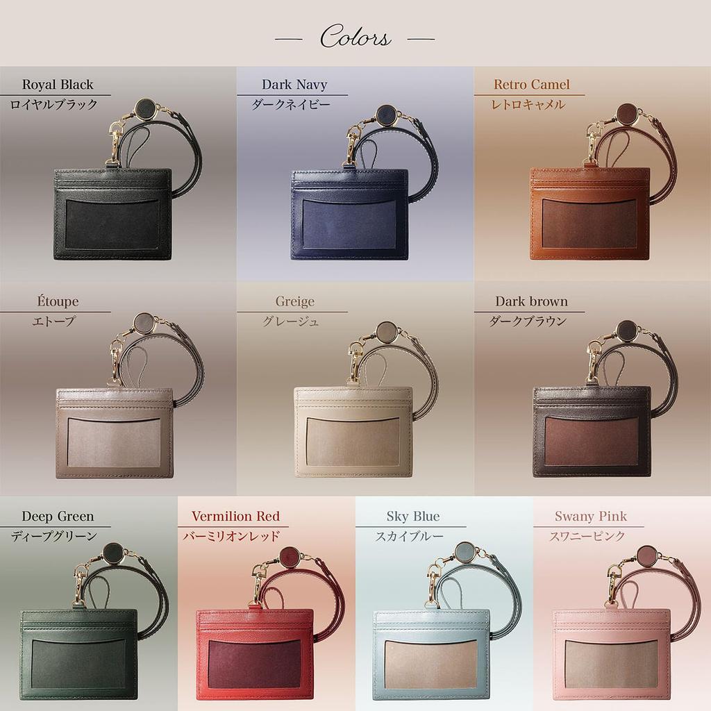 ID-карта Бейдж сотрудника Настоящий бейдж Шейный ремешок с выдвижным держателем для пропуска на 4 карты ID1 [BLUE SINCERE] Держатель, Чехол, Кожаный, Женский, Держатель,