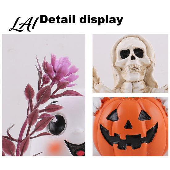 Decorative Pumpkin Figurines for Party Halloween Resin Figurine Spooky Skeleton Ghost Statue Retro Mottled Texture Ornaments Tiered Tray Tabletop