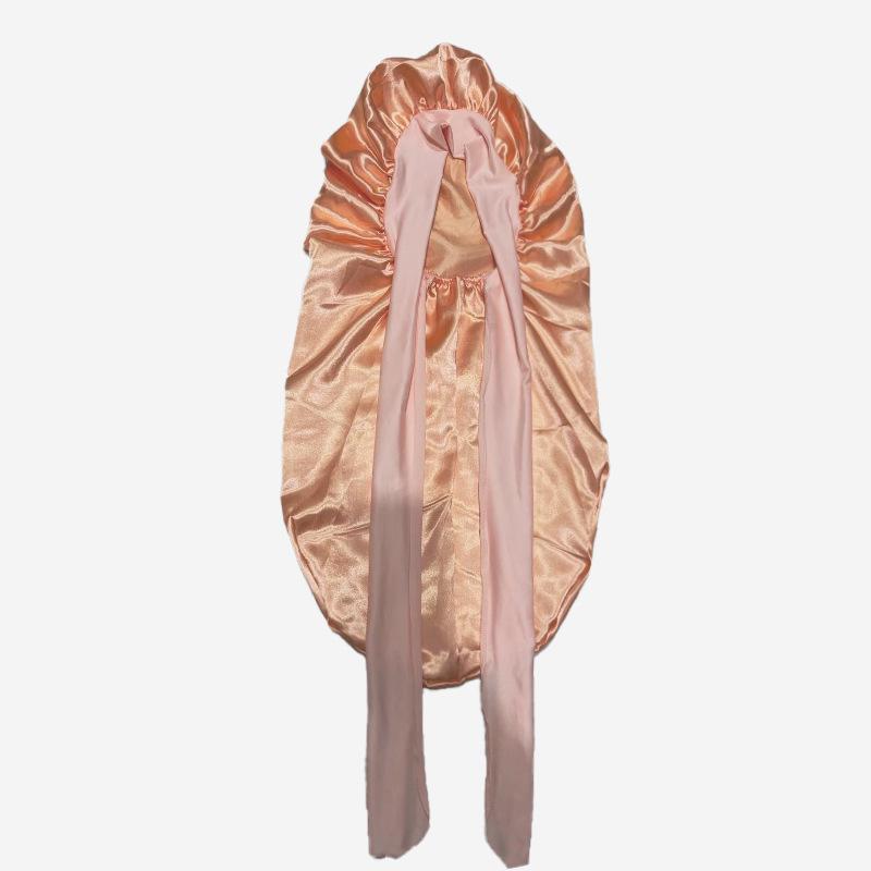 Длинный шелковый атласный платок-боннет для женщин - Защита волос с завязкой-бантом