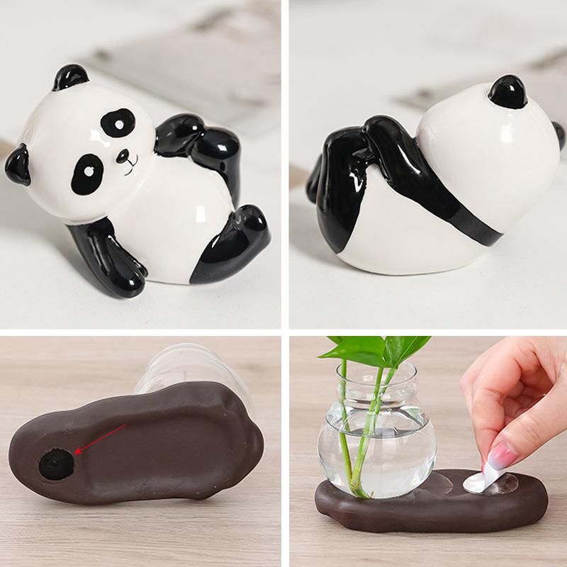 Мультфильм Панда Зеленая Роза Гидропонная Ваза Стеклянная Посуда Прозрачная Вода Питательные Свежие Цветы Цветочный Горшок Цветочная Посуда Настольное Украшение