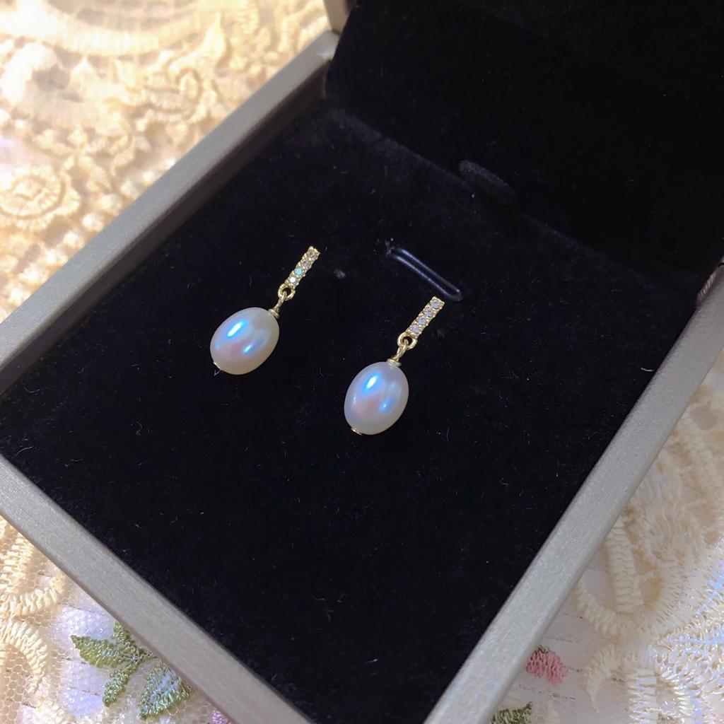 Натуральные пресноводные жемчужины, яркий блеск, серьги-гвоздики с серебряной иглой S925, простые и универсальные, для личности, повседневные серьги-бусины, для девочек