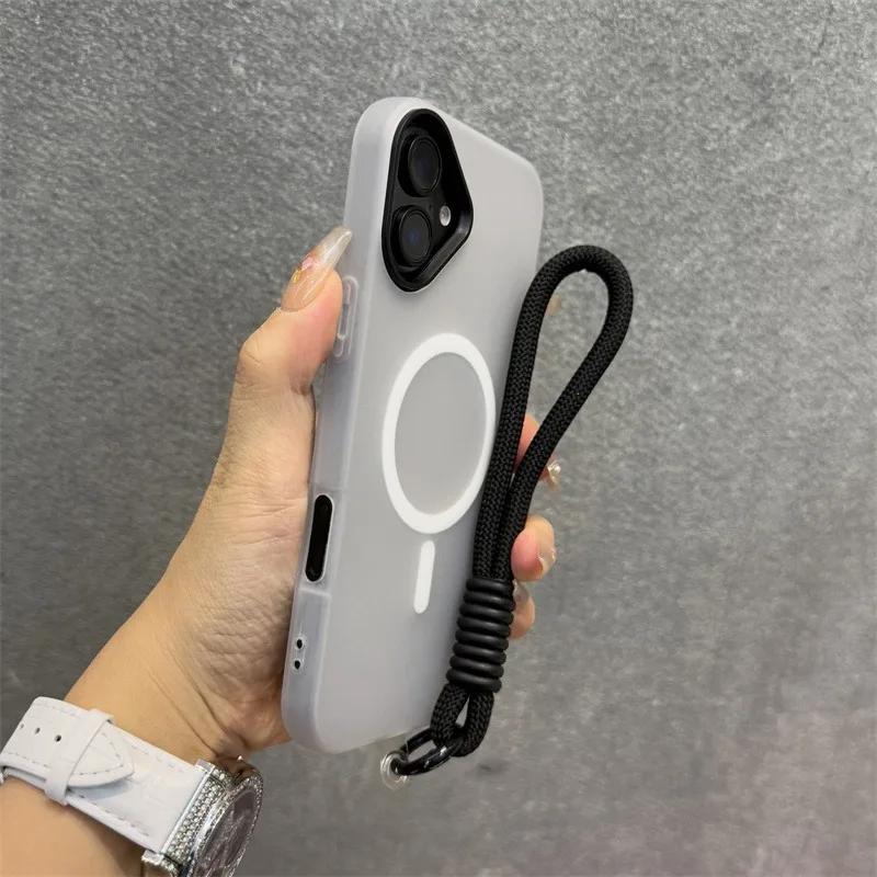 Мягкий С ремешком Силиконовый Для Magsafe Чехол для Для Iphone 17 16 15 14 Plus 13 12 11 Pro Max Беспроводная Зарядка Магнитная Крышка