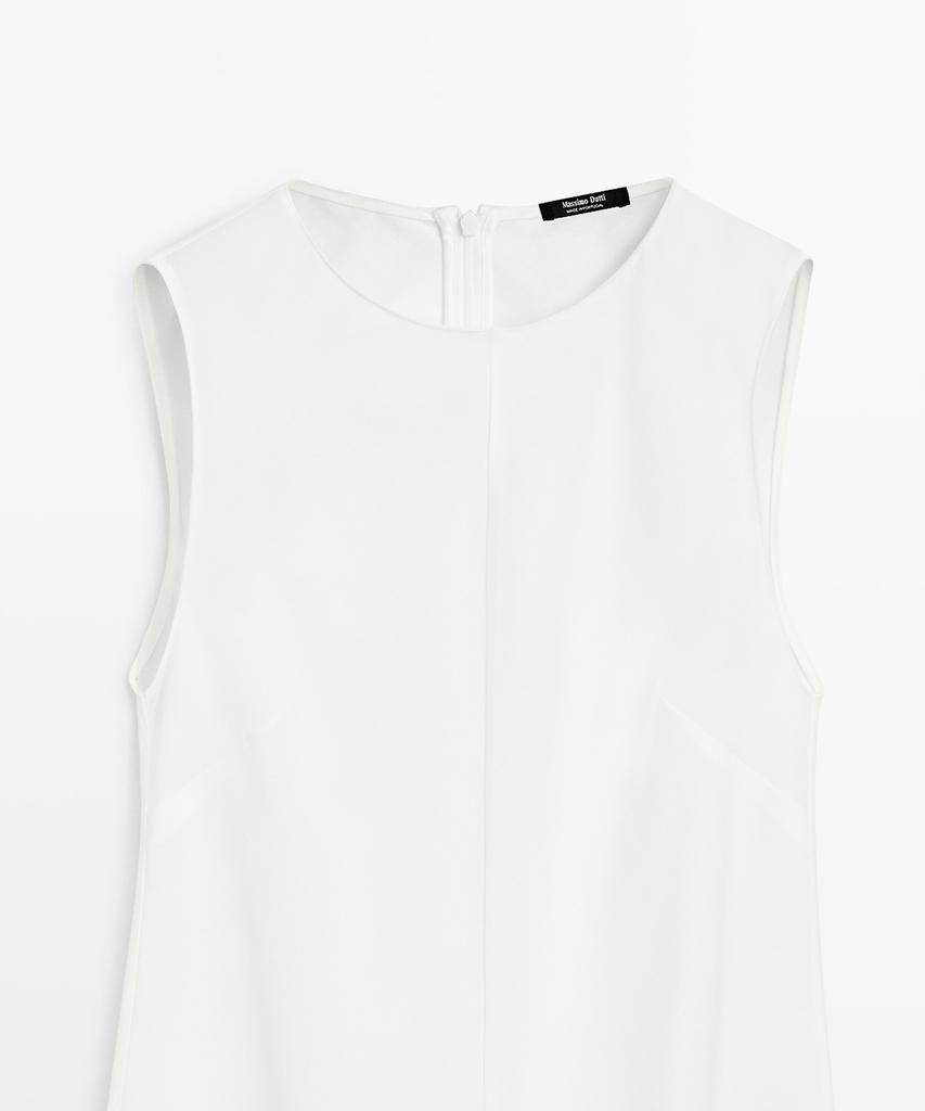 Masimodutti Linen Blend Fluid Midi Dress