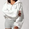 Толстовка с капюшоном, женский кардиган с длинным рукавом, повседневная однотонная спортивная куртка