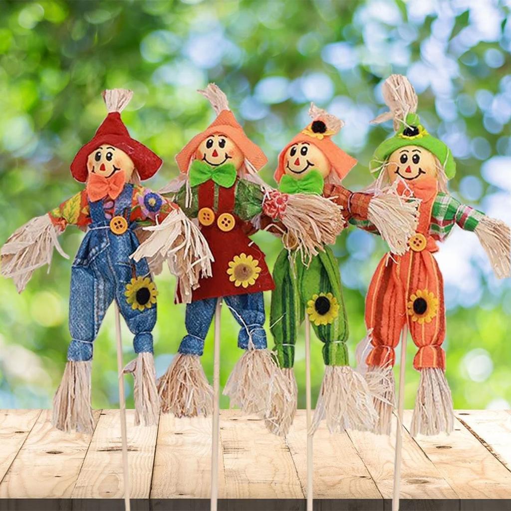 4pcs Halloween Decoration Scarecrow Cute Rural Small Scarecrow Party Ornaments Props