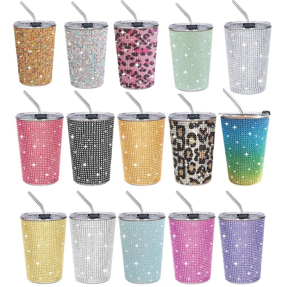 500ml Glitter Coffee Mug Sparkling Stainless Steel Water Bottle Durable Creative Straw Cup Girl