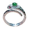 Yang Green Jade Spirit Snake Adjustable Women's Ring - Elegant Design, Versatile and Luxurious Jade Inlay.
