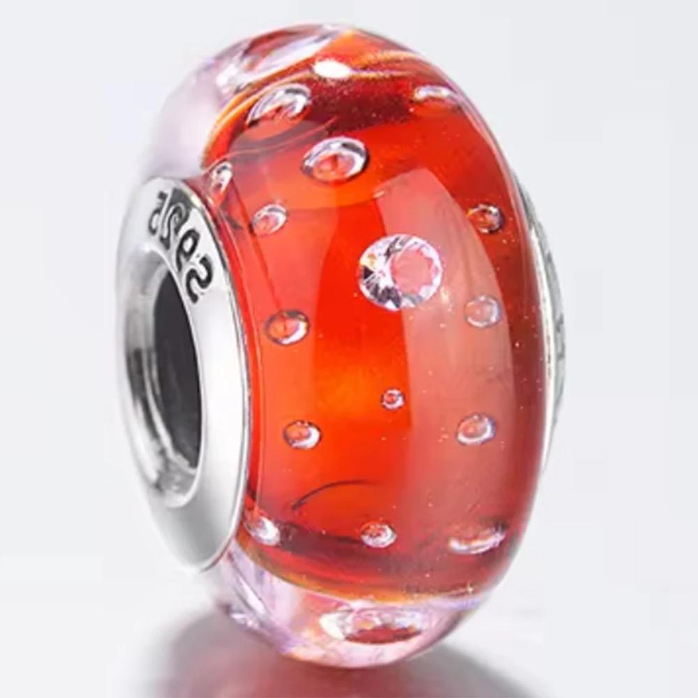 Новые оригинальные медные бусины-шармы из муранского стекла в виде цветка и листа, космическая радуга, для браслета, сделай сам, женские ювелирные изделия, подарок