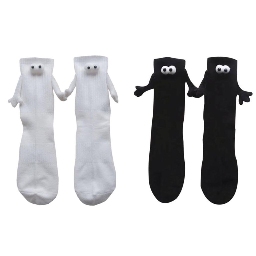 Funny Magnetic Suction Cup 3D Doll Pair Of Socks Socks For Women Men Unisex Funny Couple Hold Hands Socks For Couple