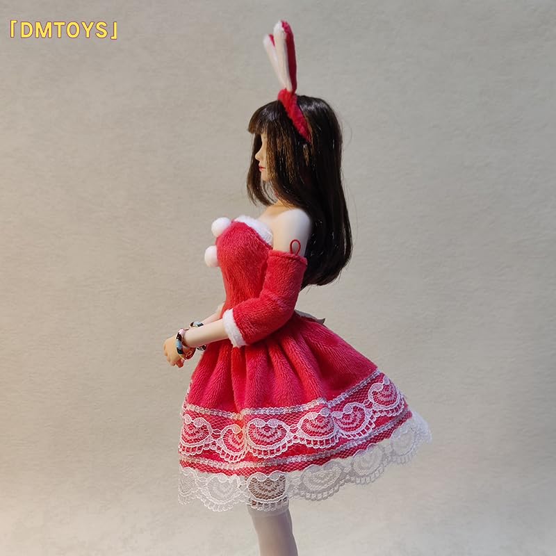 Hobby Toys [TOYBARJAPAN] 16 Scale Figure Compatible with TBLeague Body DMTOYS DF067 Beautiful Woman Christmas Dress and Socks Over Knee Stocking Set