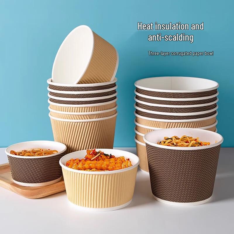 Disposable Corrugated Kraft Paper Bowls with Lids