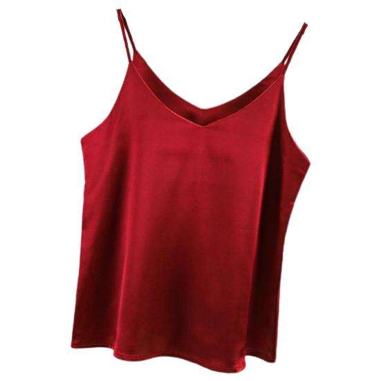 Майка с V-образным вырезом, однотонная, очень мягкая, без рукавов, свободного кроя, полиэстер