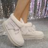 Thick Bottom Fluffy Fur Women's Snow Boots 2025 Winter Sweet Pink Bowknot Ankle Boots with Platform Brand Furry Shoes for Woman