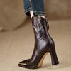 Metal Square Toe Ankle Boots for Women Fashion Patent Leather Women's Shoes Botas Mujer High Heels Shoes Women Zapatos