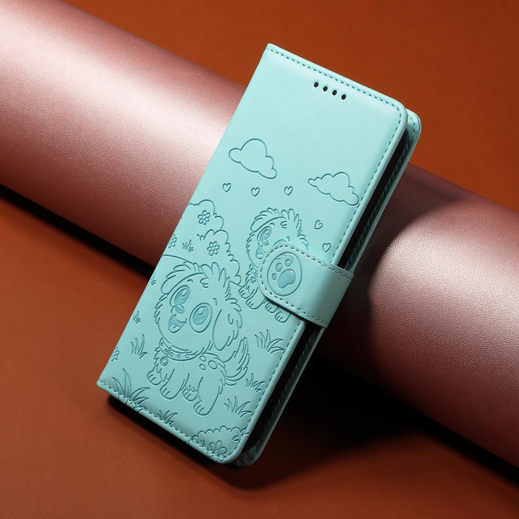 Чехол для Xiaomi 15T Pro с блокировкой RFID, с тисненым узором собаки, из ПУ кожи, чехол для телефона с ремешком на запястье