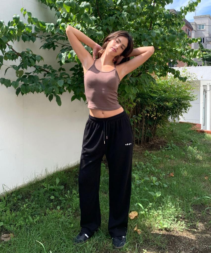 INJIACTIVE Ribbed Sweatpants Black