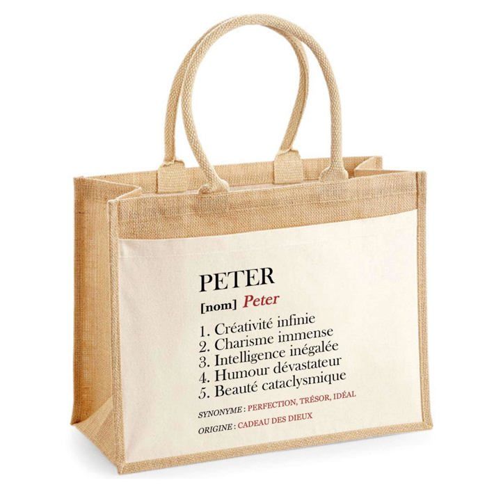 Sac de plage - PLANETEE - Jute avec poche Peter Définition - Coton naturel - Beige - Grande contenance